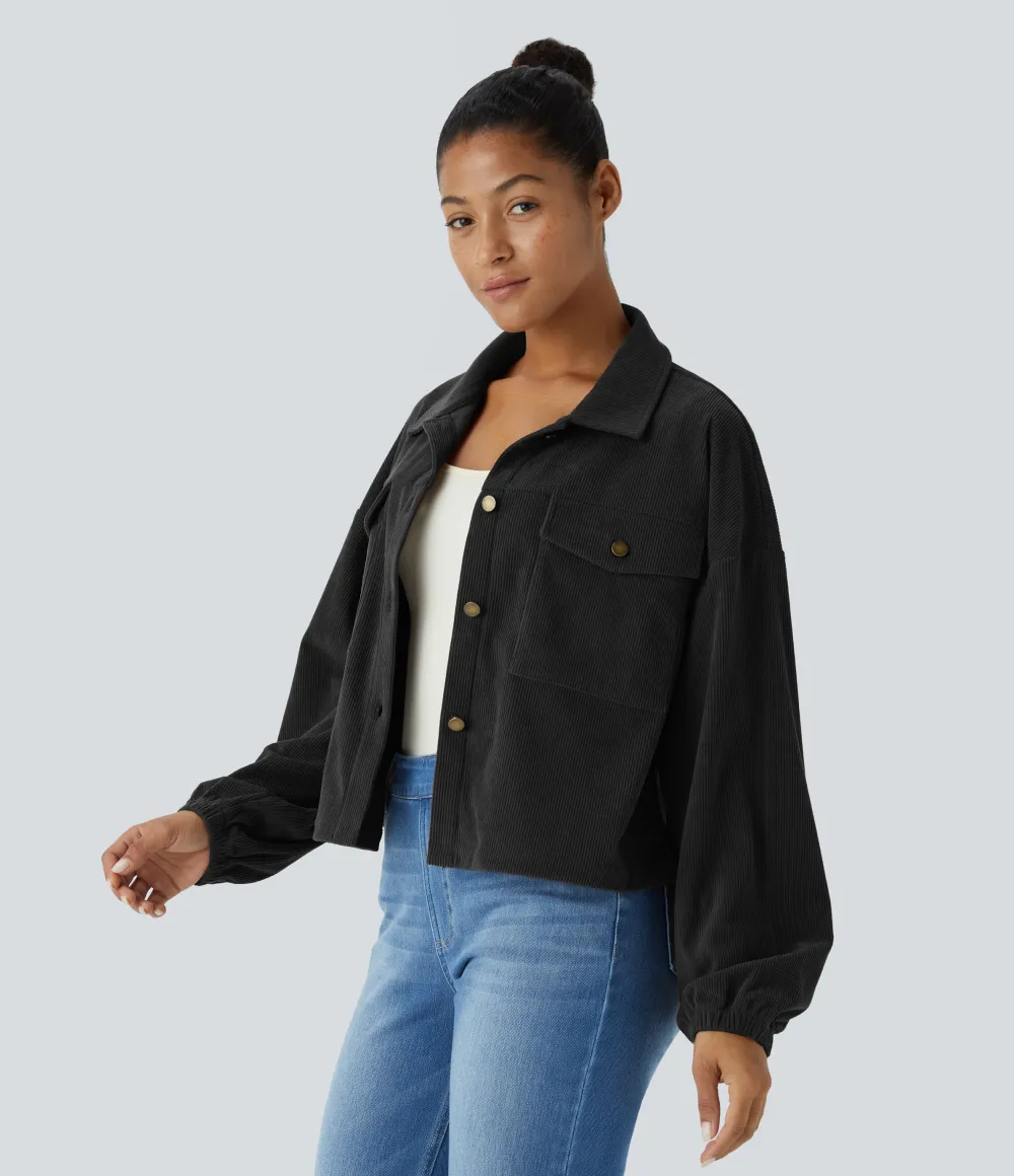 Long Sleeve Pocket Casual Corduroy Jacket