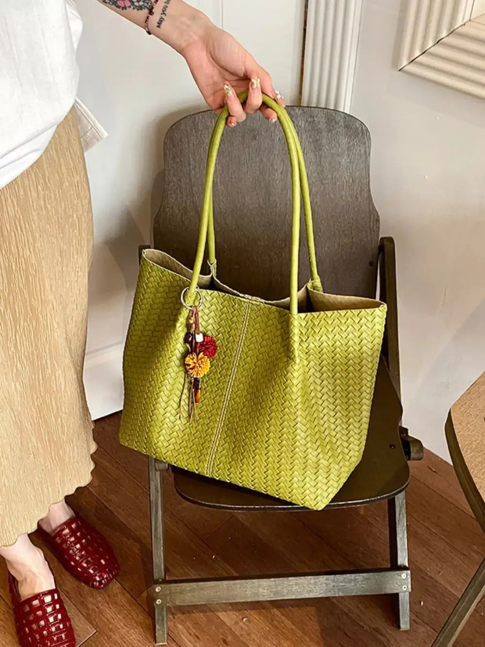 Women's Clean-Line Faux Leather Tote Bag