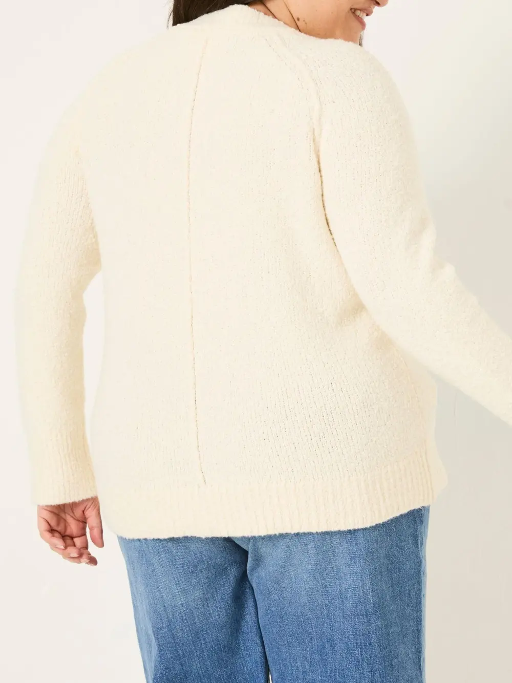 Ivory Casual V-Neck Sweaters