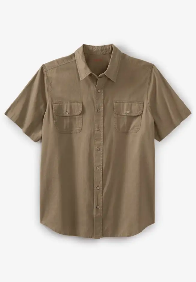 Short Sleeve Denim and Twill Shirt