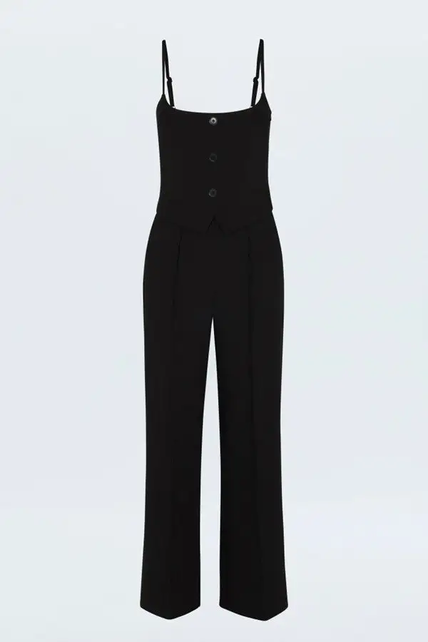 Black Tailored High Waist Jumpsuit