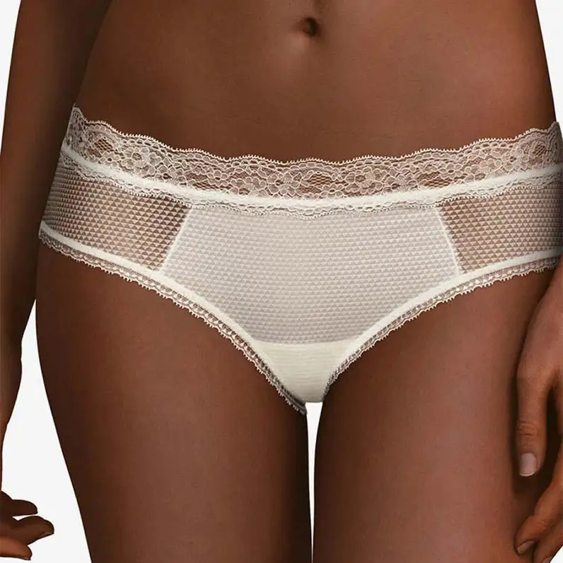 Women's Low Rise Seamless Floral Lace Mesh Boxer Panty