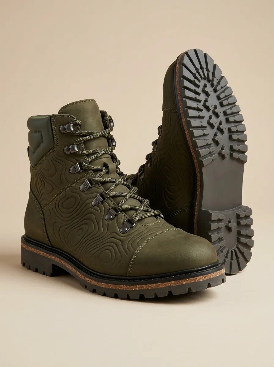 Men's Outdoor Hiking Topographic Pattern Work Boots