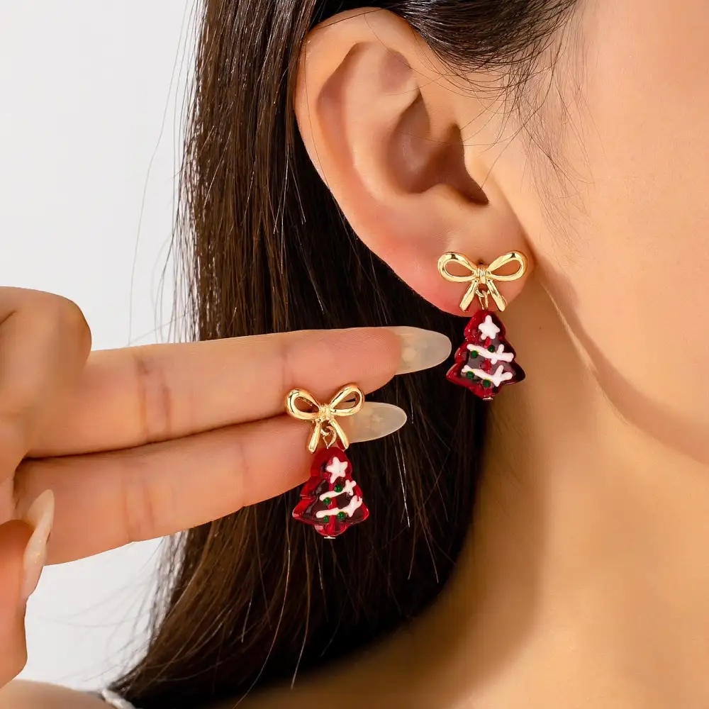 Christmas Tree Bow Drop arrings