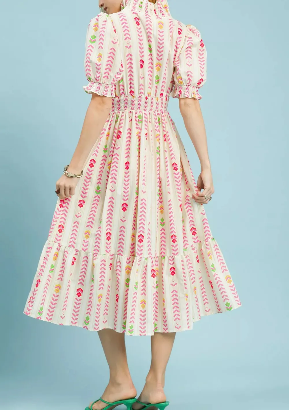 Modern Tiered Smocked Midi Dress