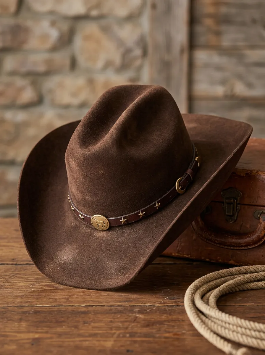 Unisex Horse Ornament Felt Western Cowboy Hat