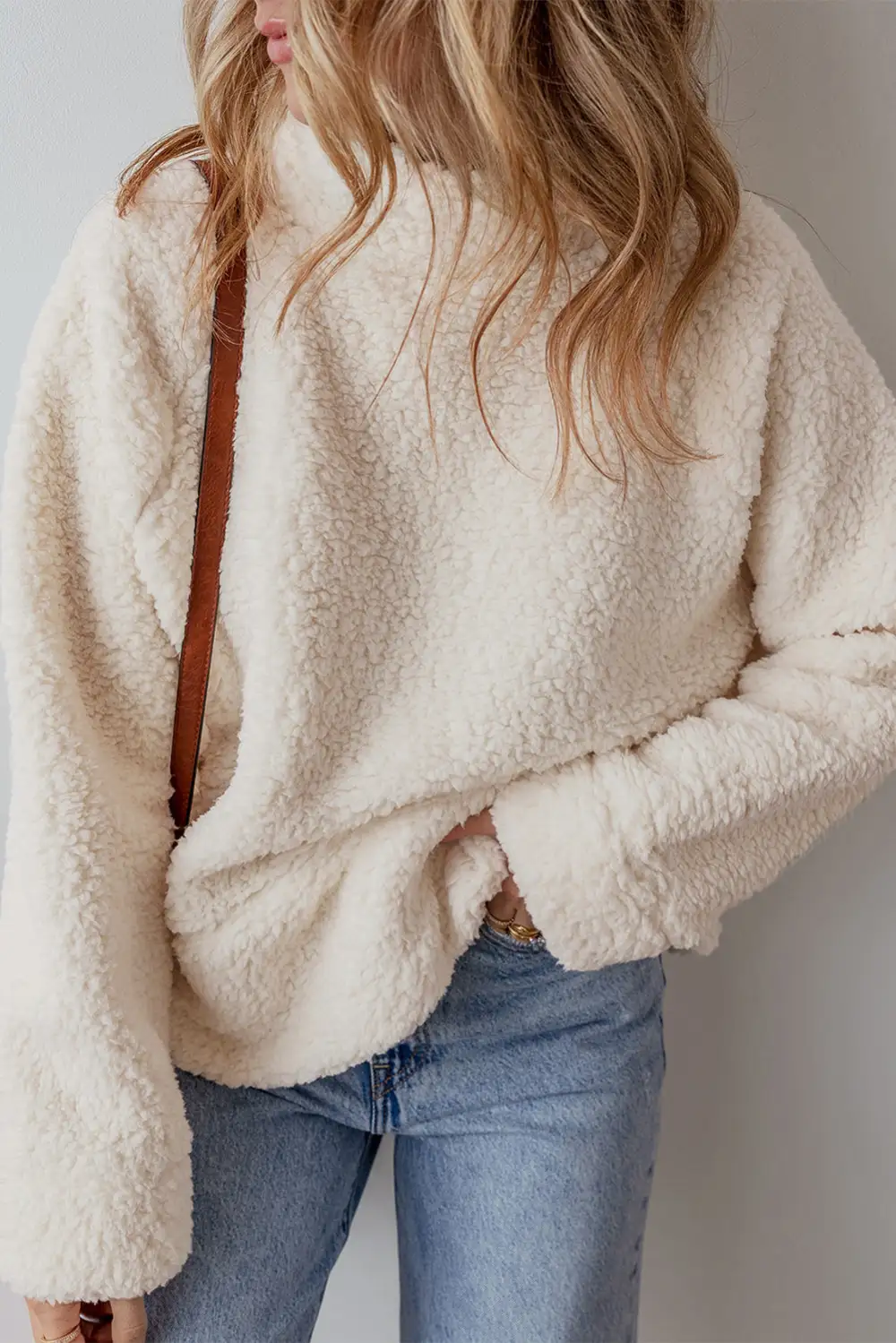 Fleece Drop Shoulder Pullover Sweatshirt