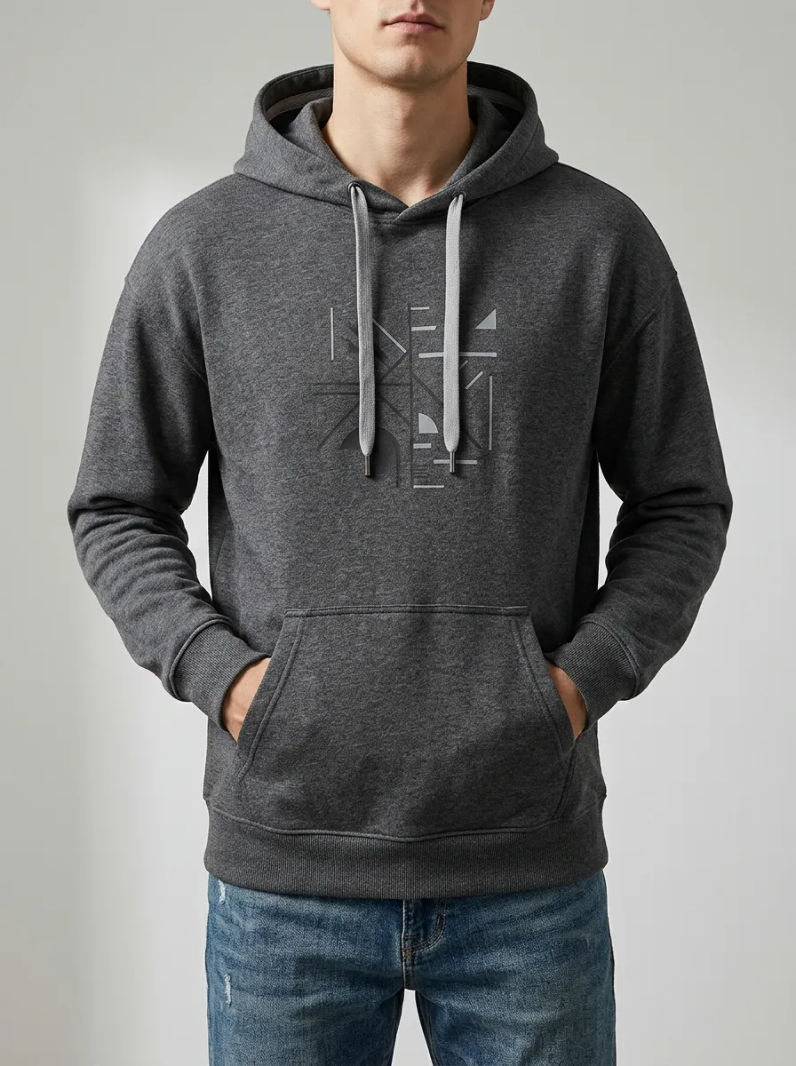 Classic Geometric Minimalist Silhouette Men's Hoodie