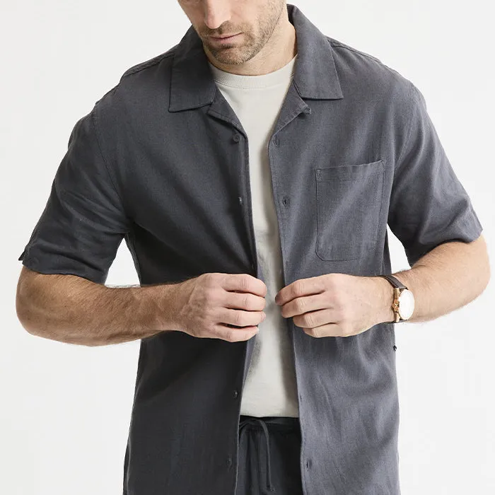 Linen Blend Short Sleeve Camp Shirt