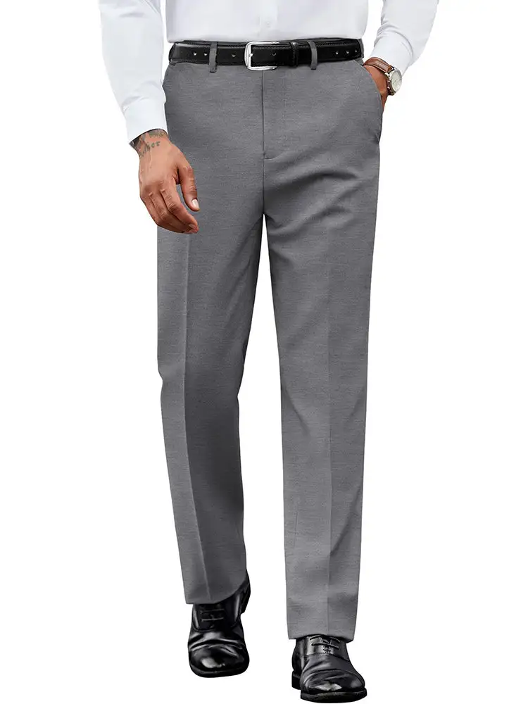 Casual Flat Front Expandable Waist Dress Pants