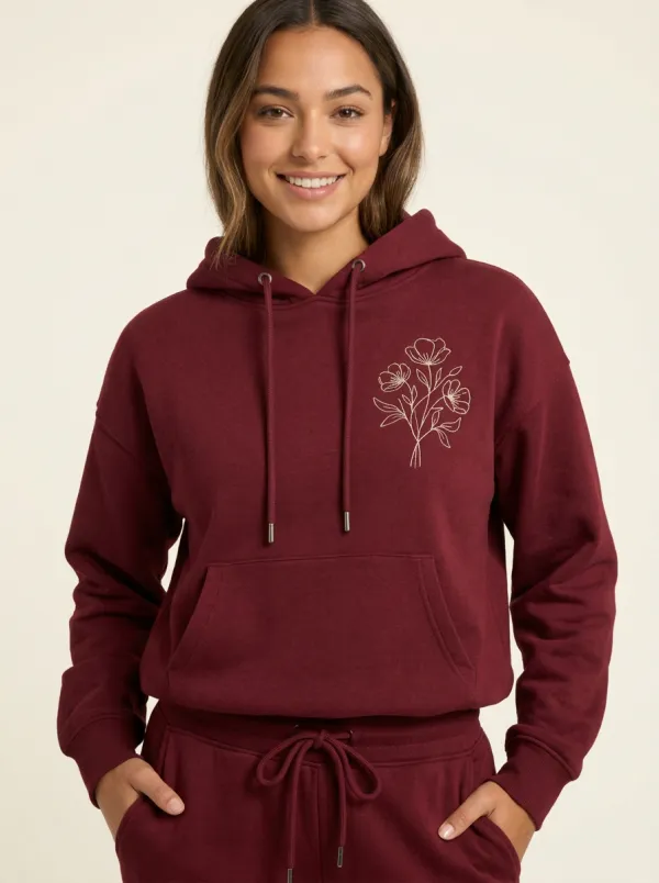 Women's Sage Green Cropped Solid Hoodie & Pants Set