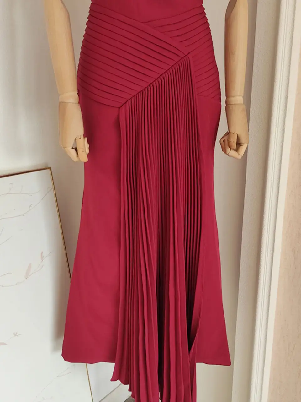 Pleated Off Shoulder Maxi Dress
