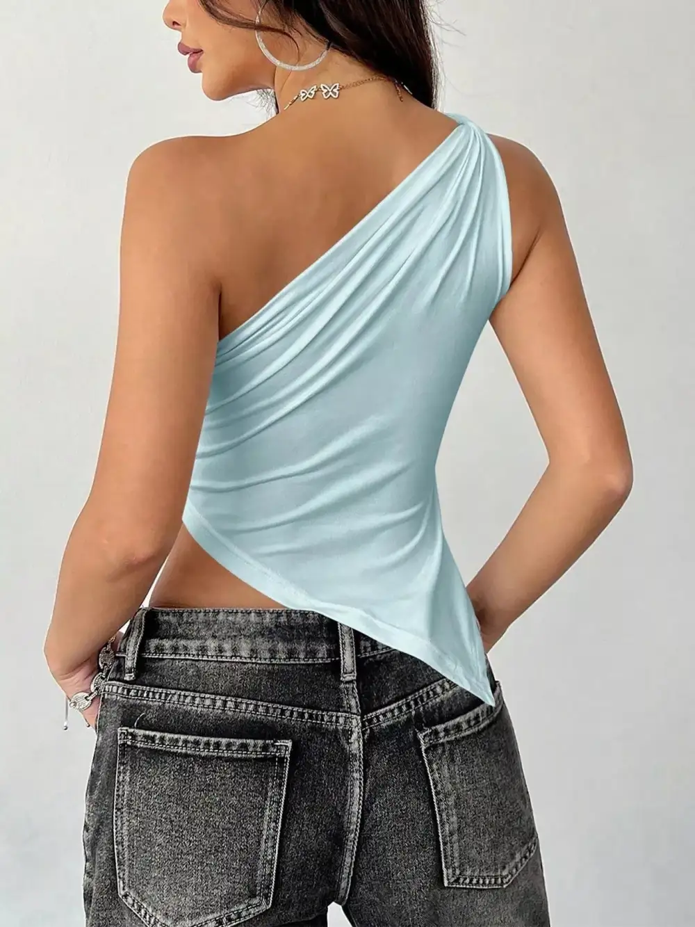 Asymmetrical One Shoulder Slim Fit Camisole Top