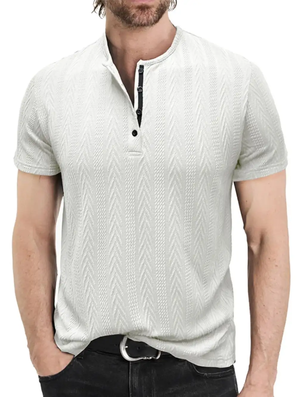 Easy Fit Textured Collared Polo Shirt