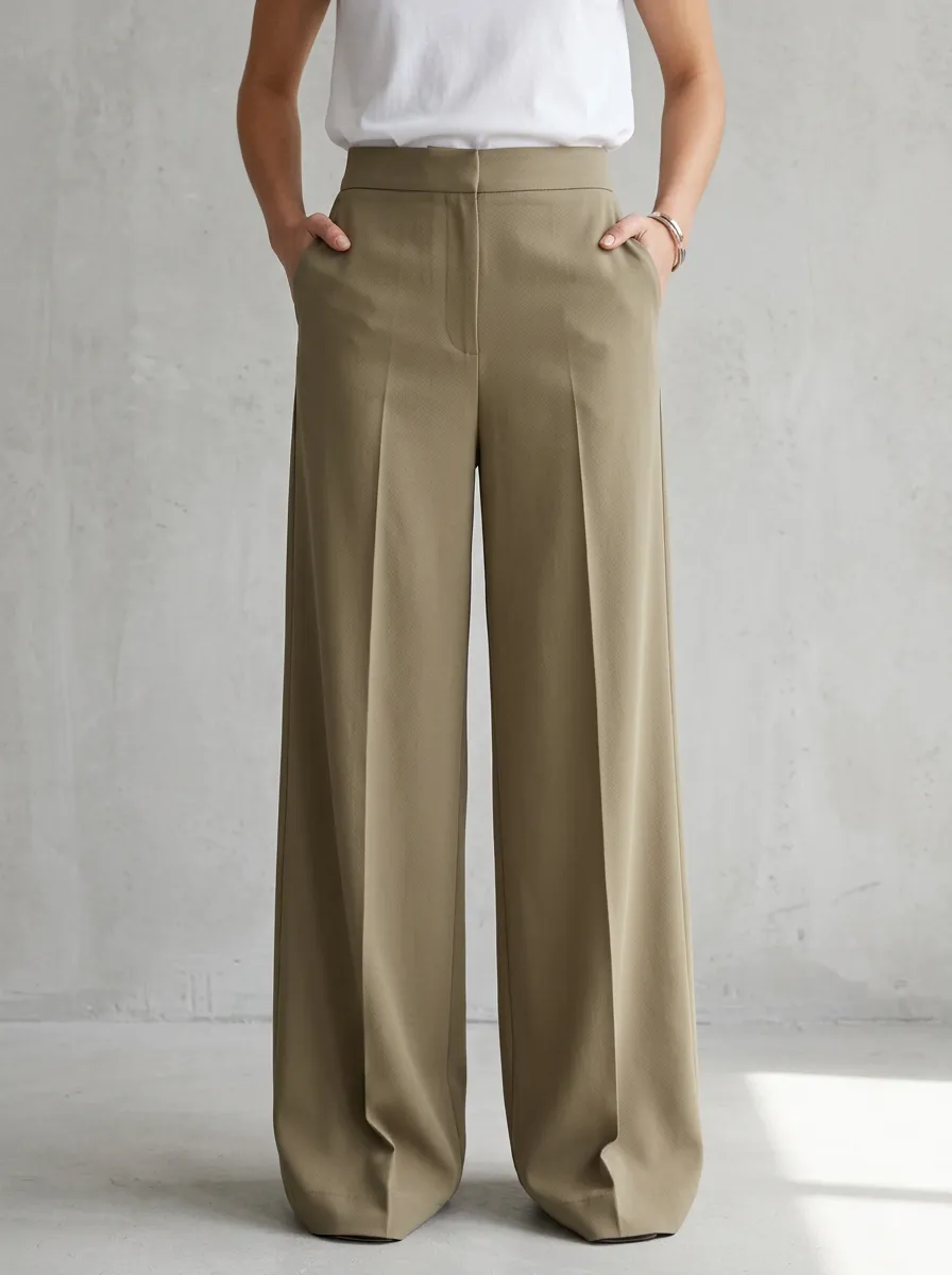High-Waist Relaxed Draped Women's Wide-Leg Trousers