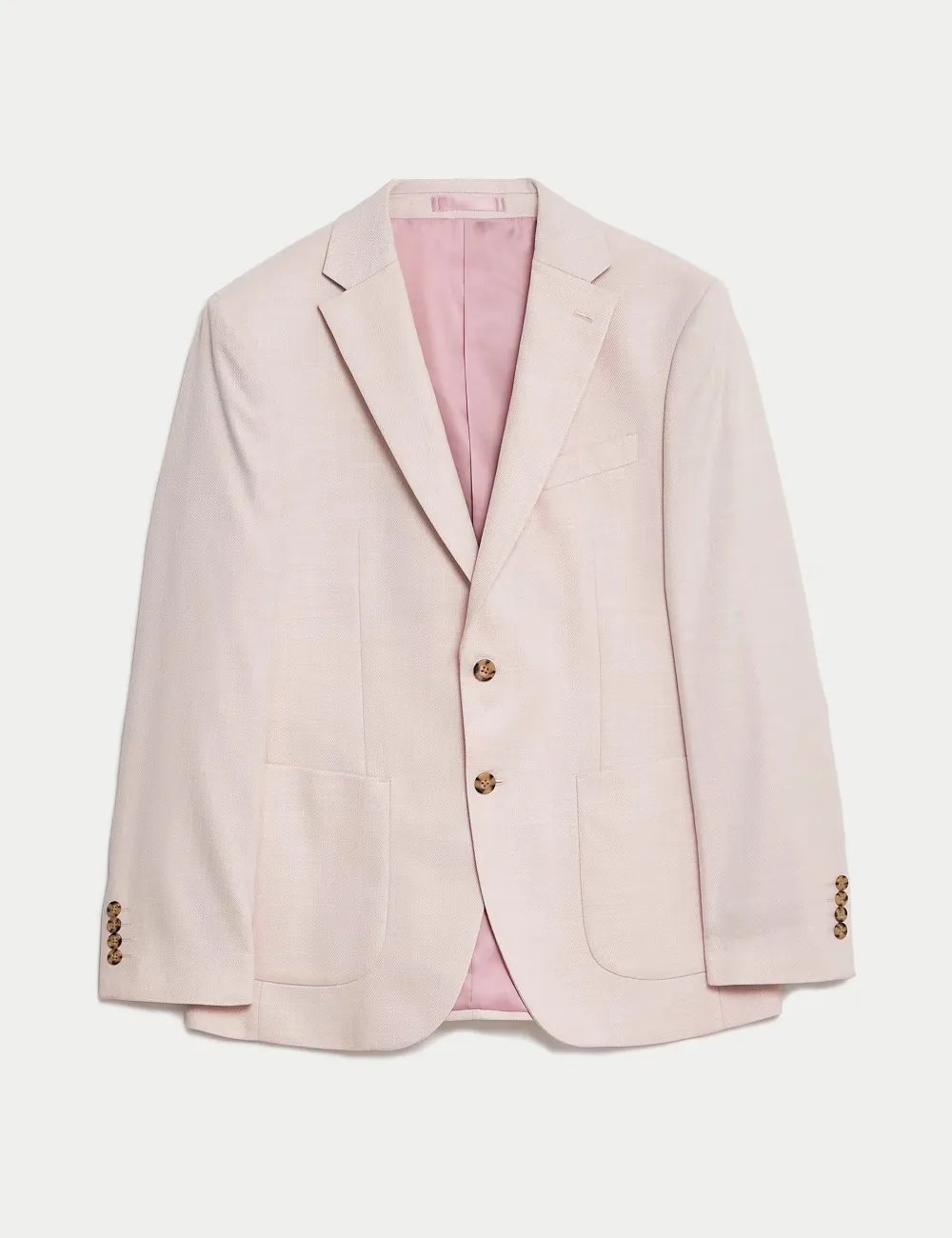Men's Light Pink Textured Single Breasted Blazer