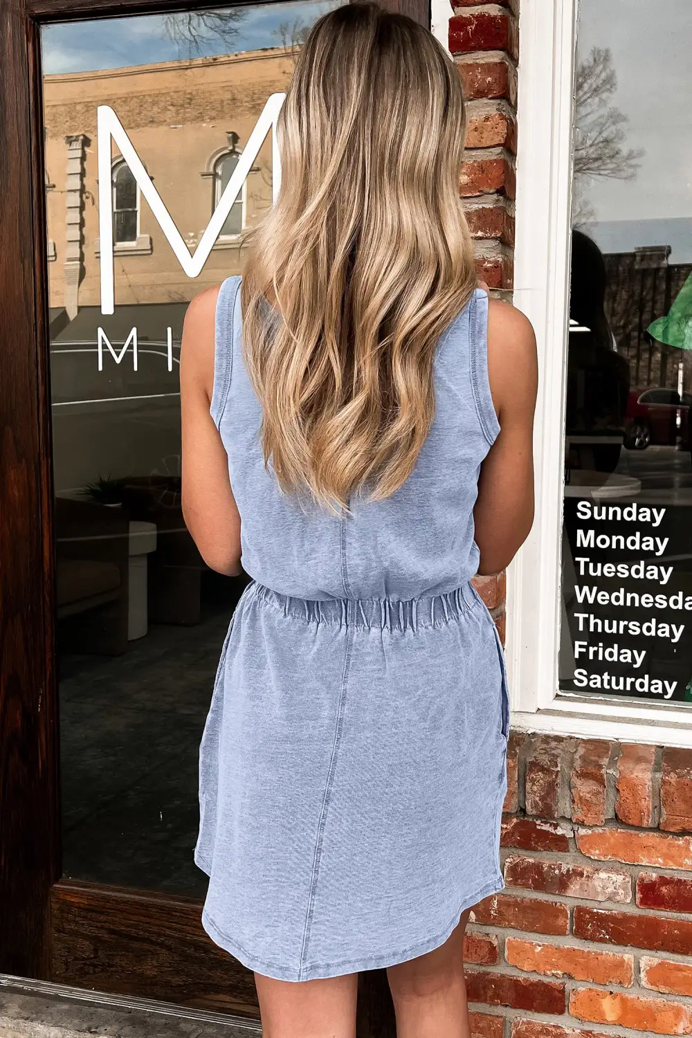 Women's Sleeveless Elastic Waist Mini Dress