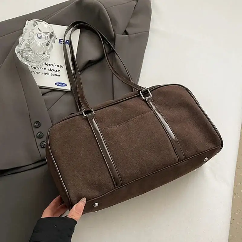 Elegant Faux Suede Saddle Bag Minimalist Shoulder