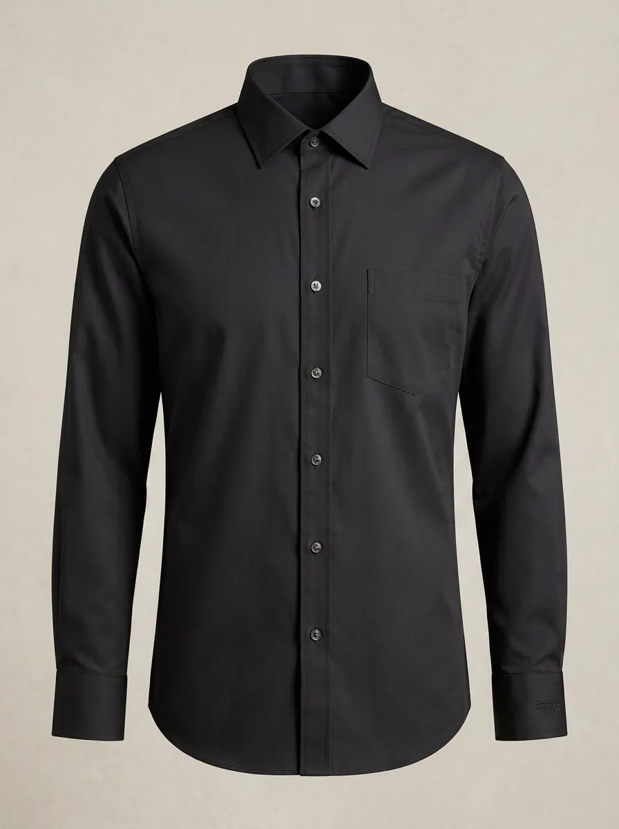 Men's Non-Iron Cotton Solid Grey Long Sleeve Button-Down Shirt