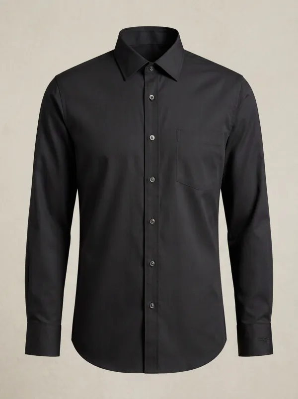Men's Non-Iron Cotton Solid Grey Long Sleeve Button-Down Shirt