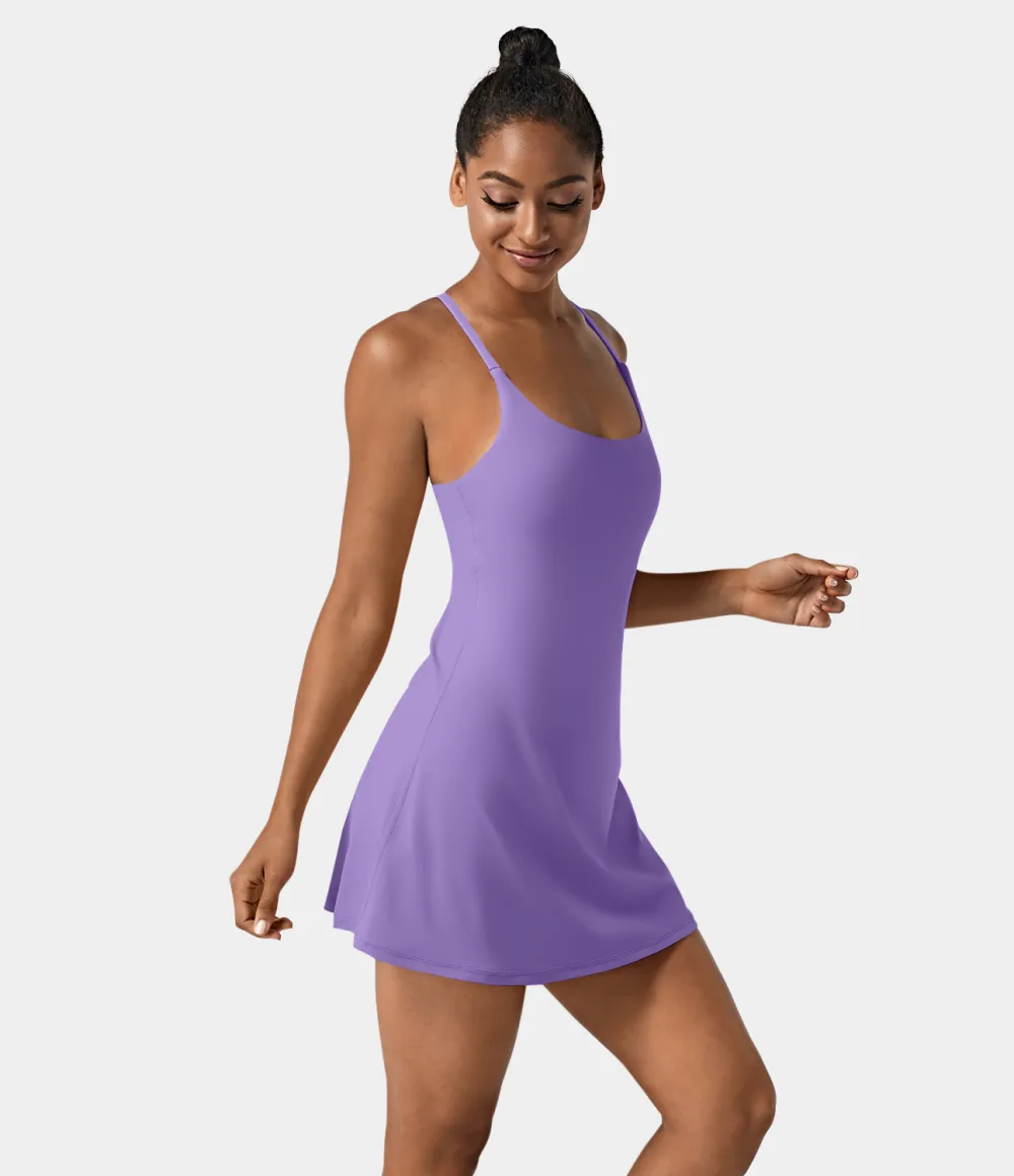 Softlyzero Airy Backless Cut Out 2-in-1 Pocket Cool Touch Mini Activity Dress