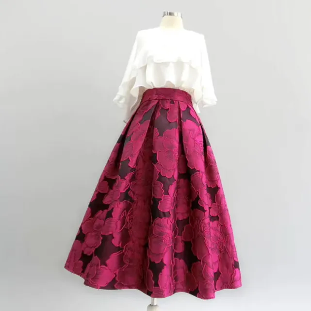 Effortless Office Everyday Casual Embroidered Skirt