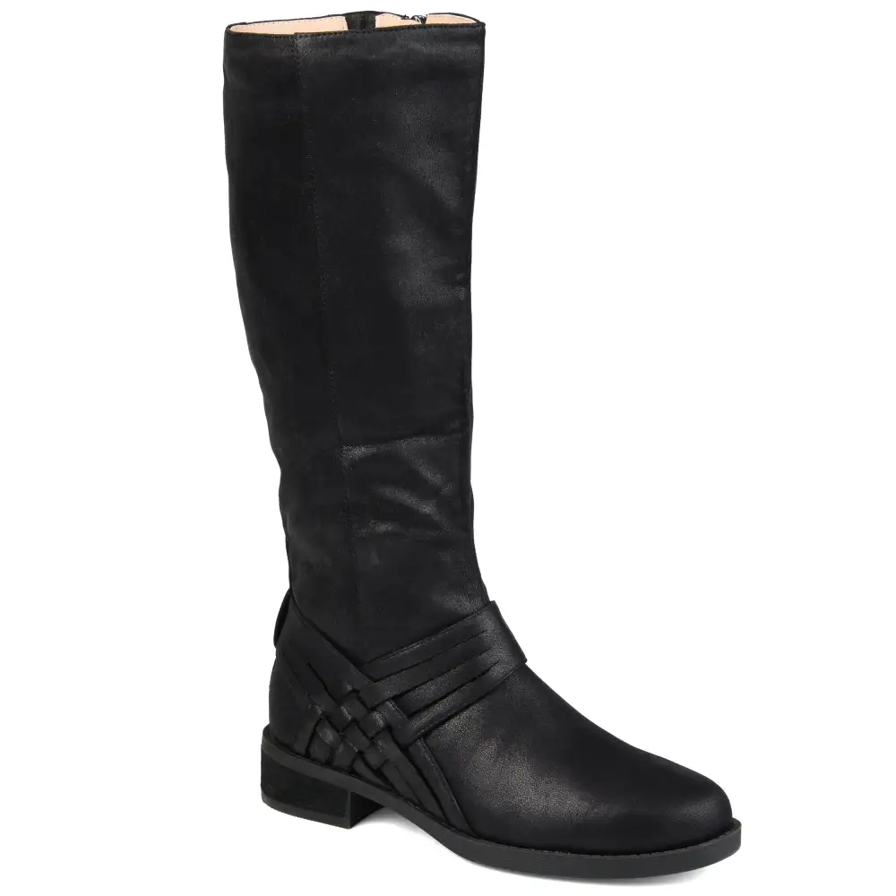 Woven Detail Wide Calf Riding Boots