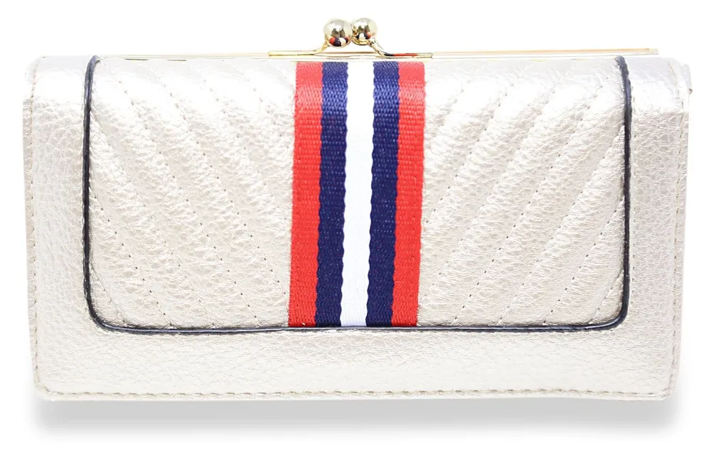 Quilted Flap Front Pocketed Faux Leather Zip Wallet
