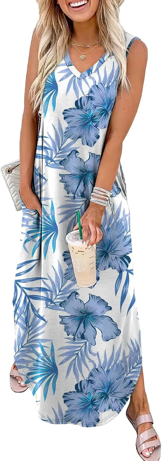Sampeel Summer Dresses Maxi Dress Vacation Beach Sundresses 2025 with Pockets