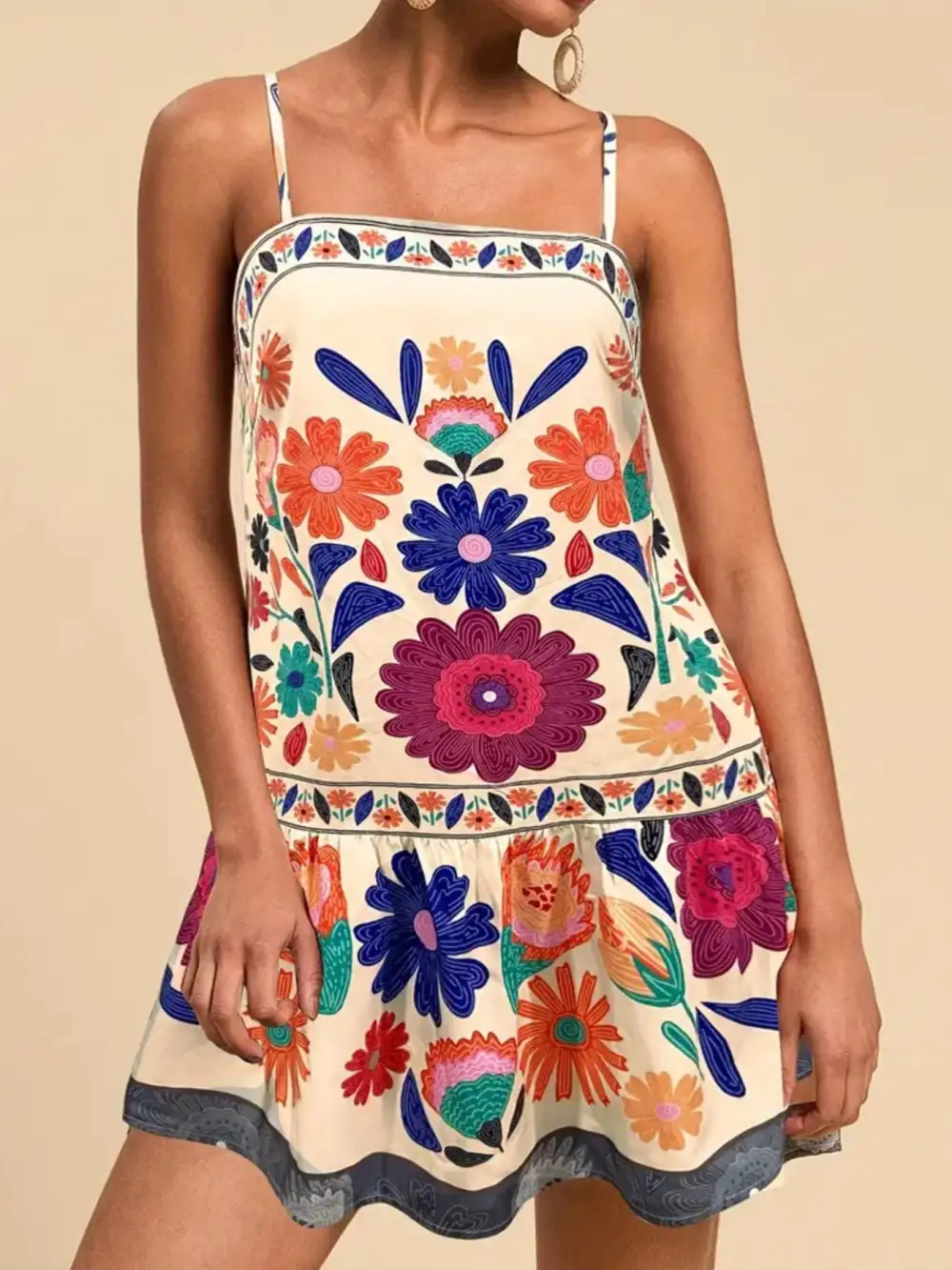 Floral Printed Sleeveless Mini Dress