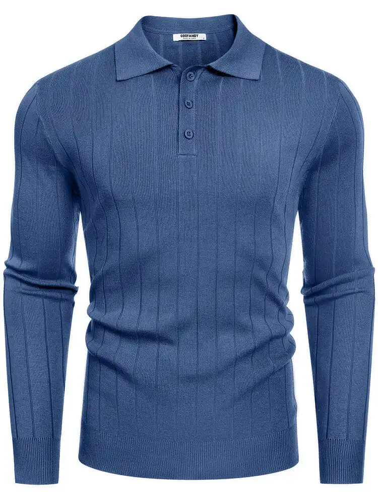 Casual Knit Polo Sweater Hoodie