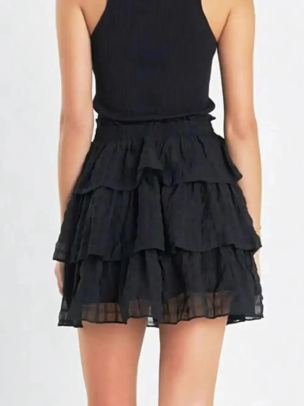Refined Smocked Ruffle Trim Detail Skirt