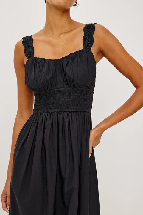 Black Embroidered Sleeveless Maxi Dress