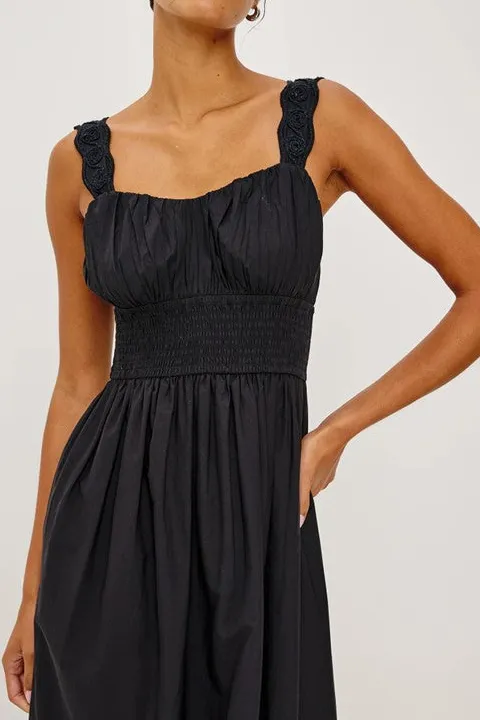 Black Embroidered Sleeveless Maxi Dress