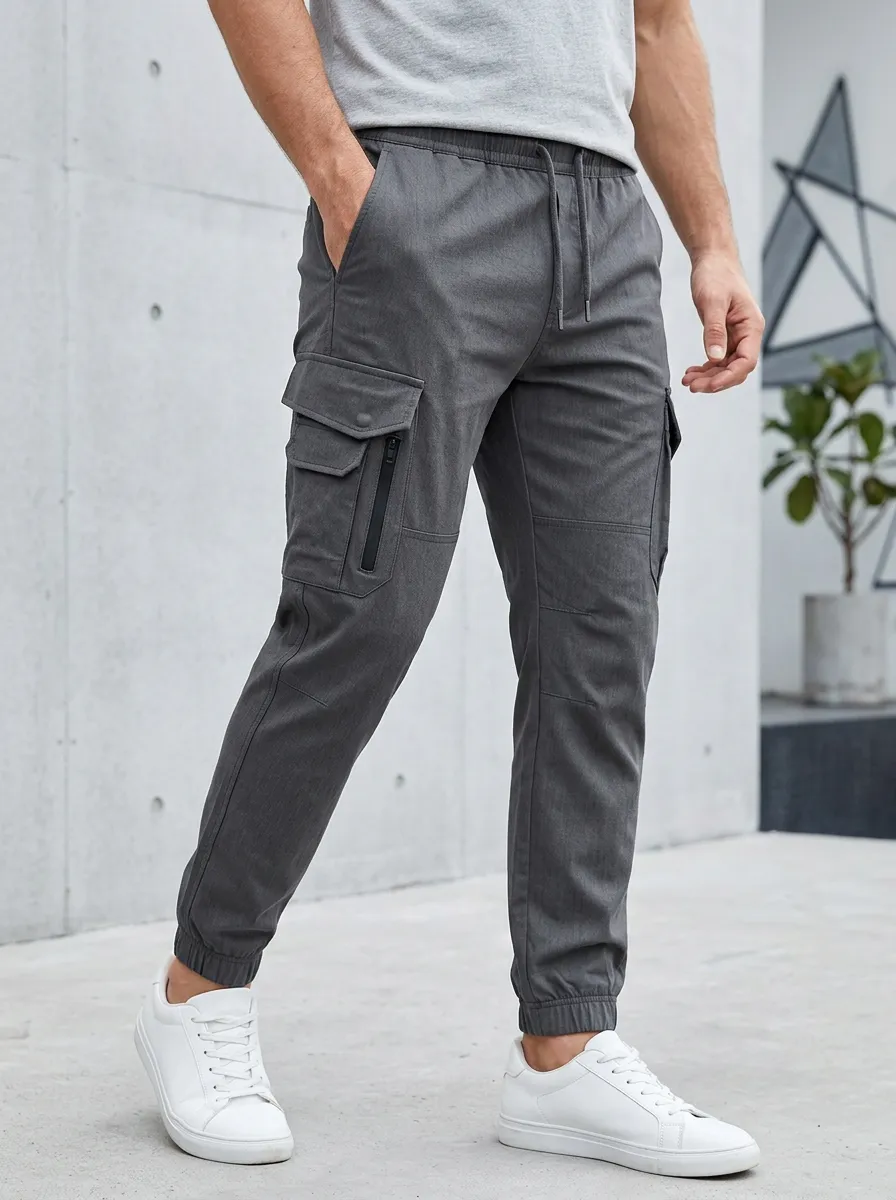 Outdoor-Inspired Graphic Print Modern Look Men's Cargo Jogger Pants