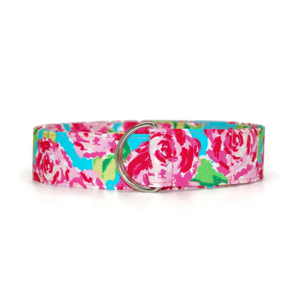 Tropical Rose D-Ring Cotton Belt