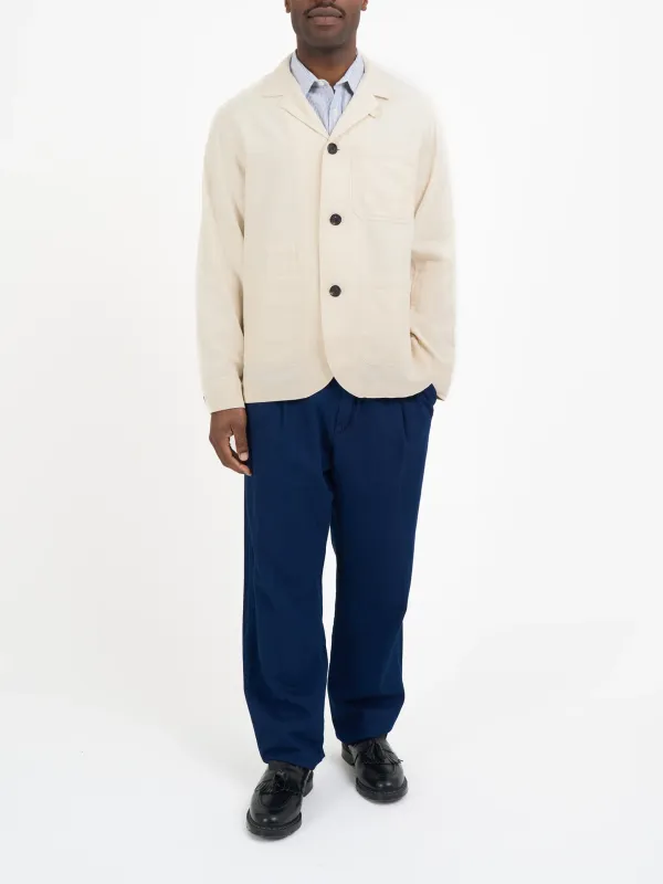 Ecru Casual Style Cotton Shirt Blazer