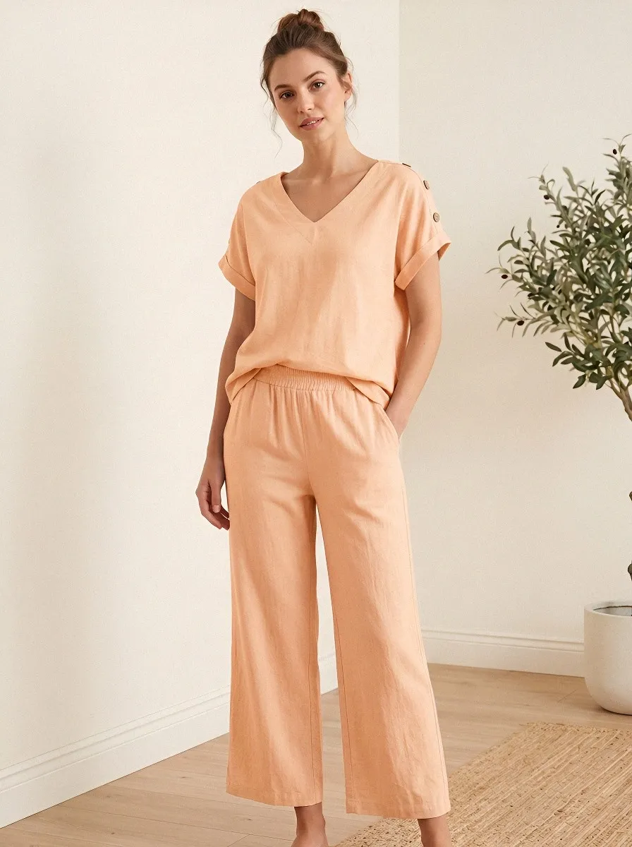 Soft Drape V Neck Two Piece Set