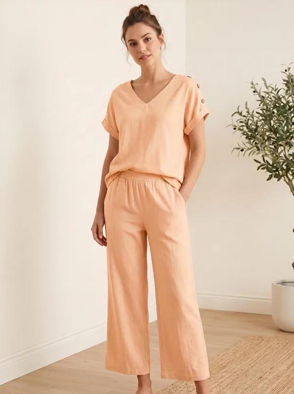 Soft Drape V Neck Two Piece Set