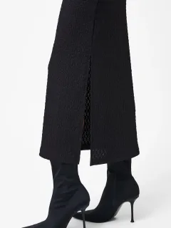 Stylish Textured Boat Neck Collarless Dress