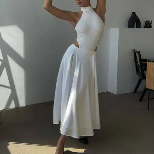Easy-Wear High Waist Satin Long Skirt