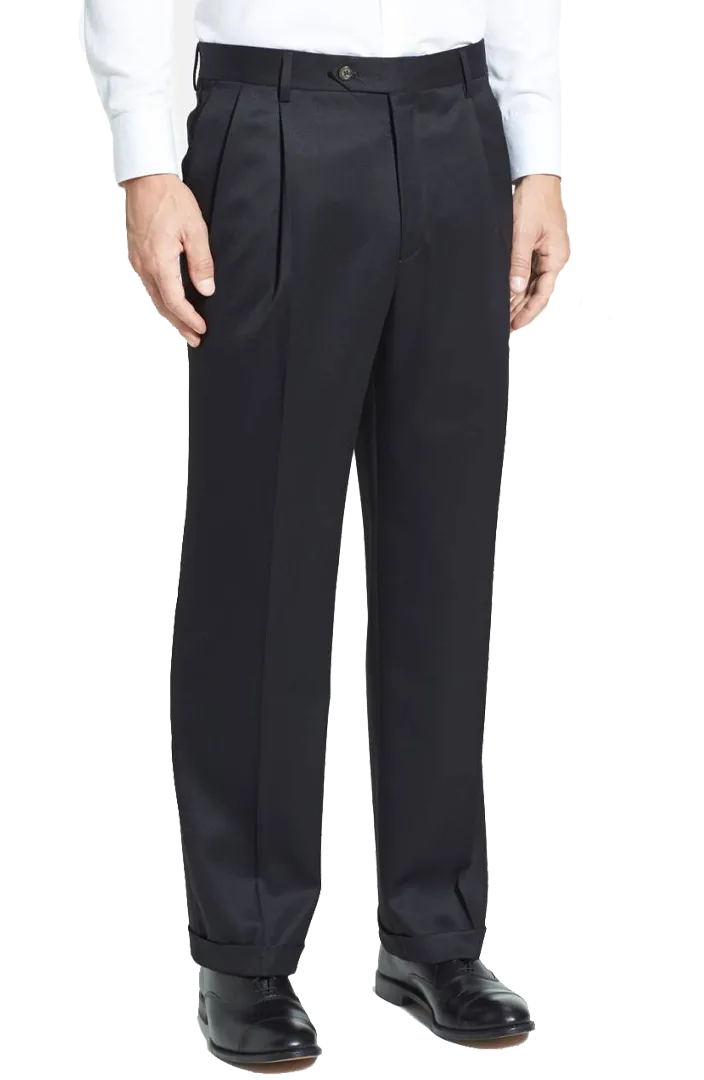 Everyday Gabardine Tropical Weave Flat Front Pleated Front Short Rise Trousers
