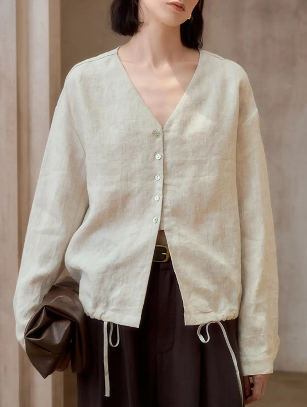 Pure Linen V Neck Relaxed Fit Top