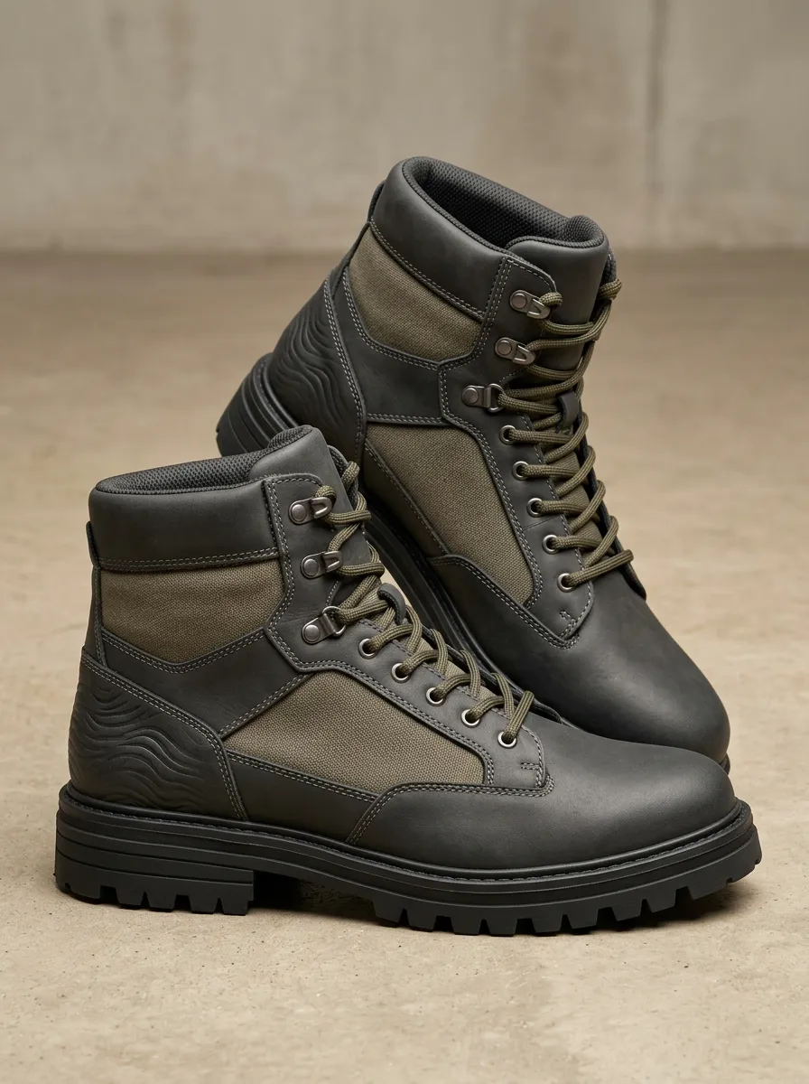 Unisex Outdoor Tactical Canvas Leather Work Boots