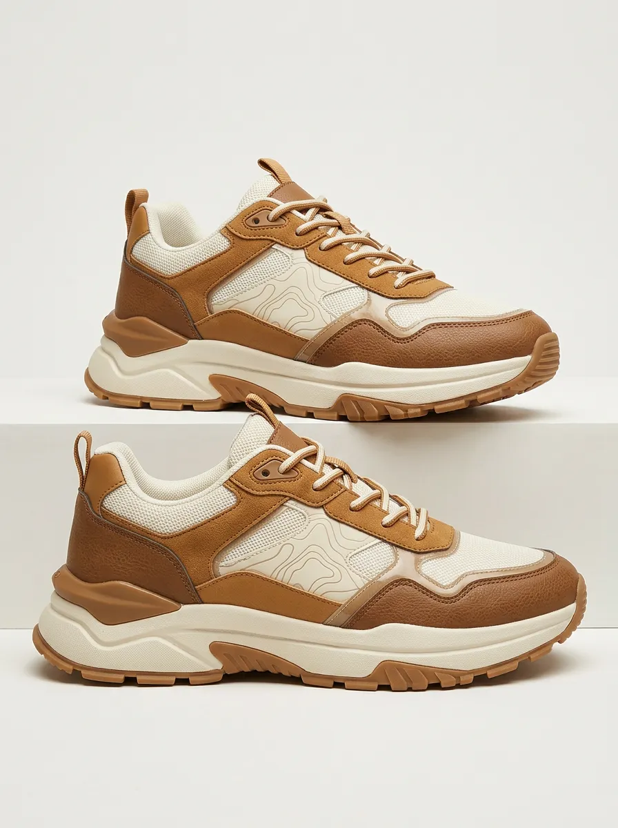 Chunky-Sole Low-Top Contour Pattern Sneakers