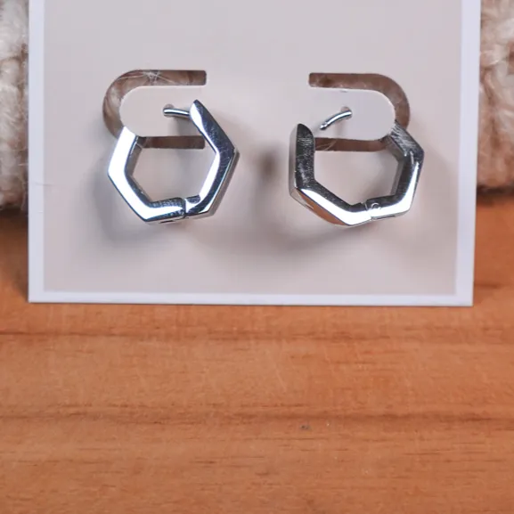 Geometric Hexagon Stud Earrings