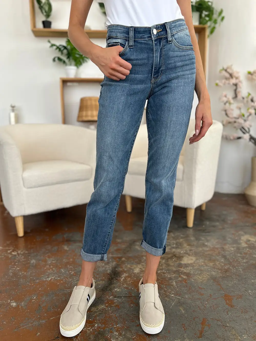 Clean Cuffed Denim Jeans