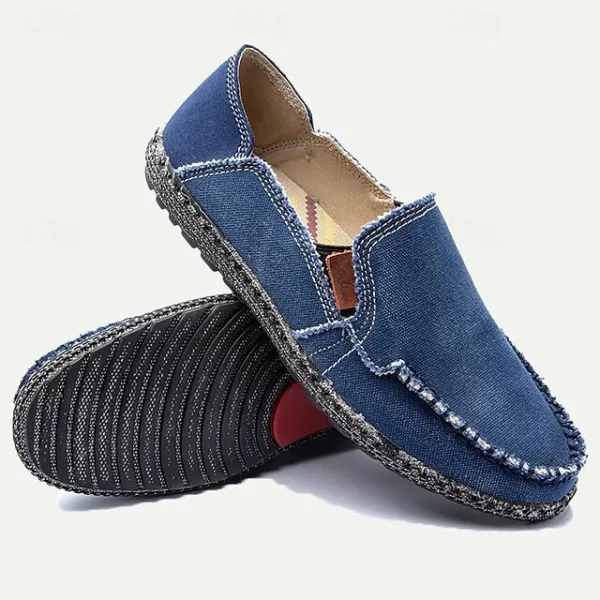 Men's Casual Denim Washed Tire Bottom Loafers Shoes