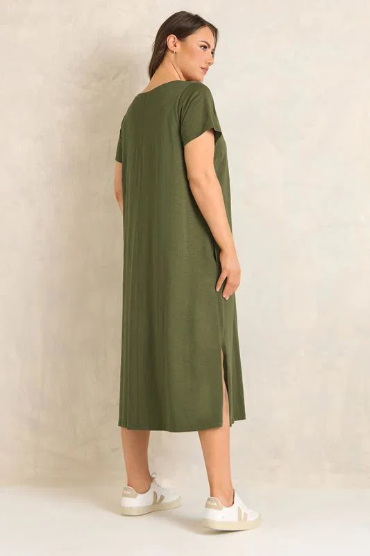 Khaki Green Premium Cotton Dress detail 3