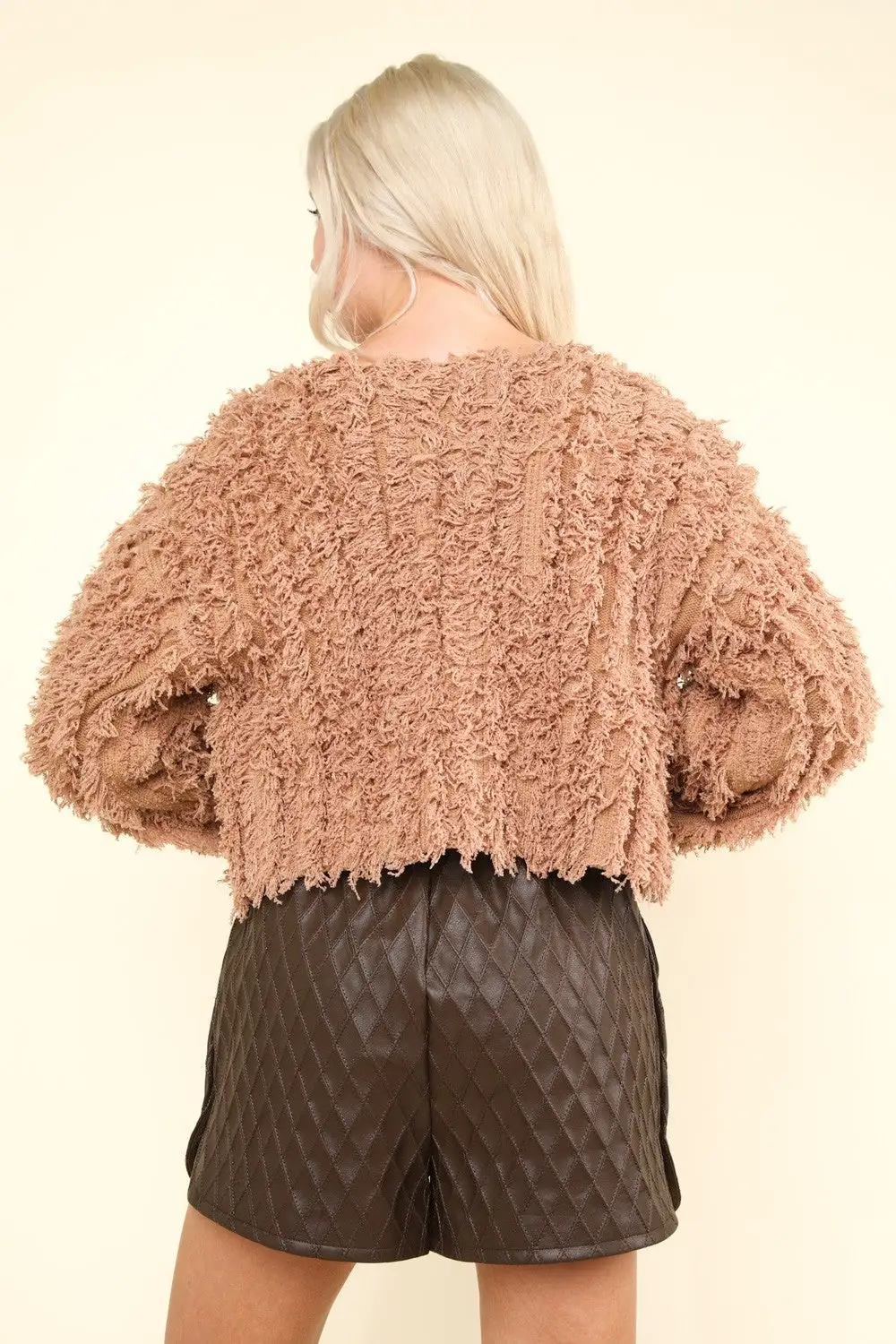 Very Shaggy Yarn Knit Zip Up Jacket